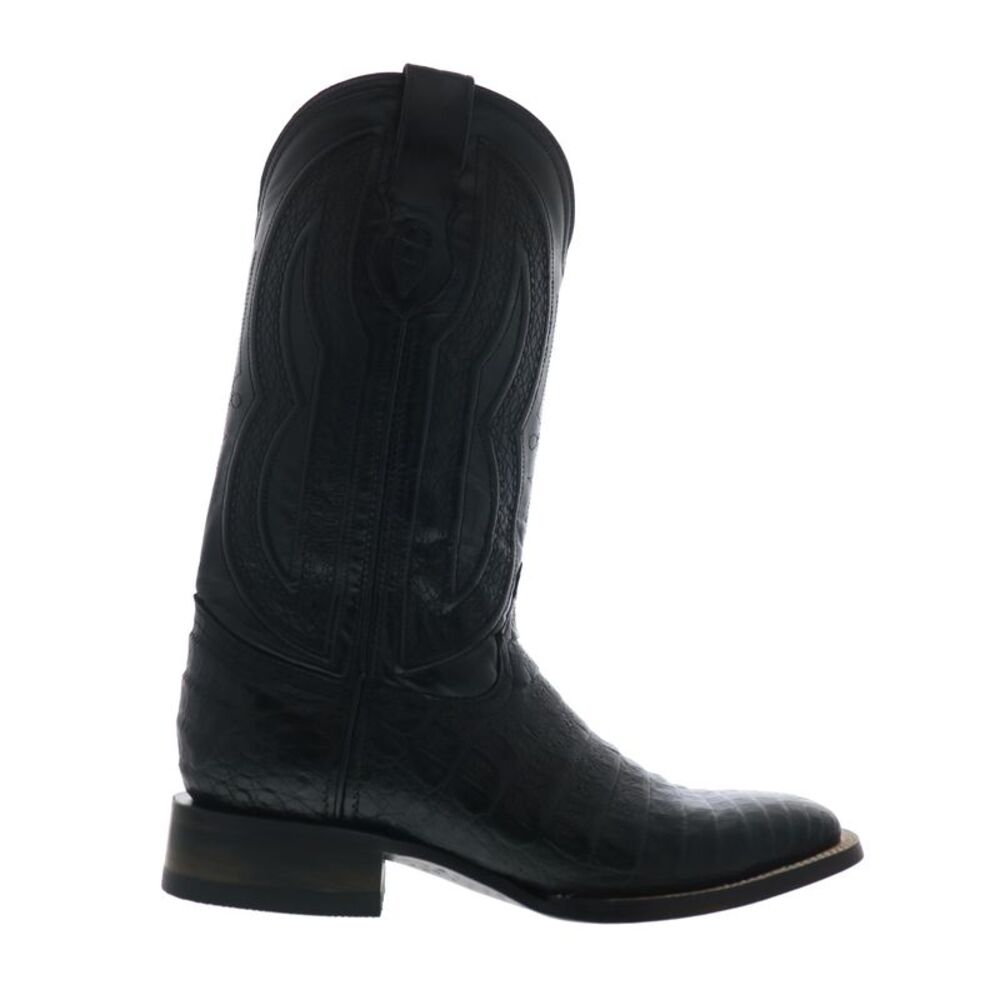 Ferrini Mens Belly Caiman S-Toe Black Boots (NWT)